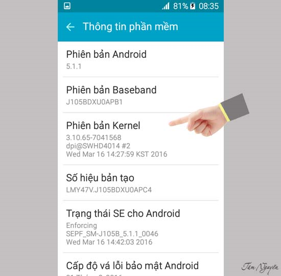 Vào thông tin phần mềm để kiểm tra các phiên bản như hình sau.